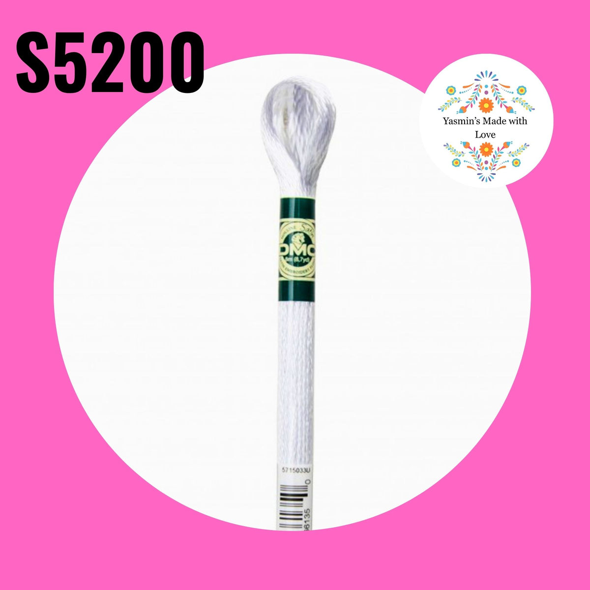 DMC S5200 - Snow White Satin Embroidery Thread
