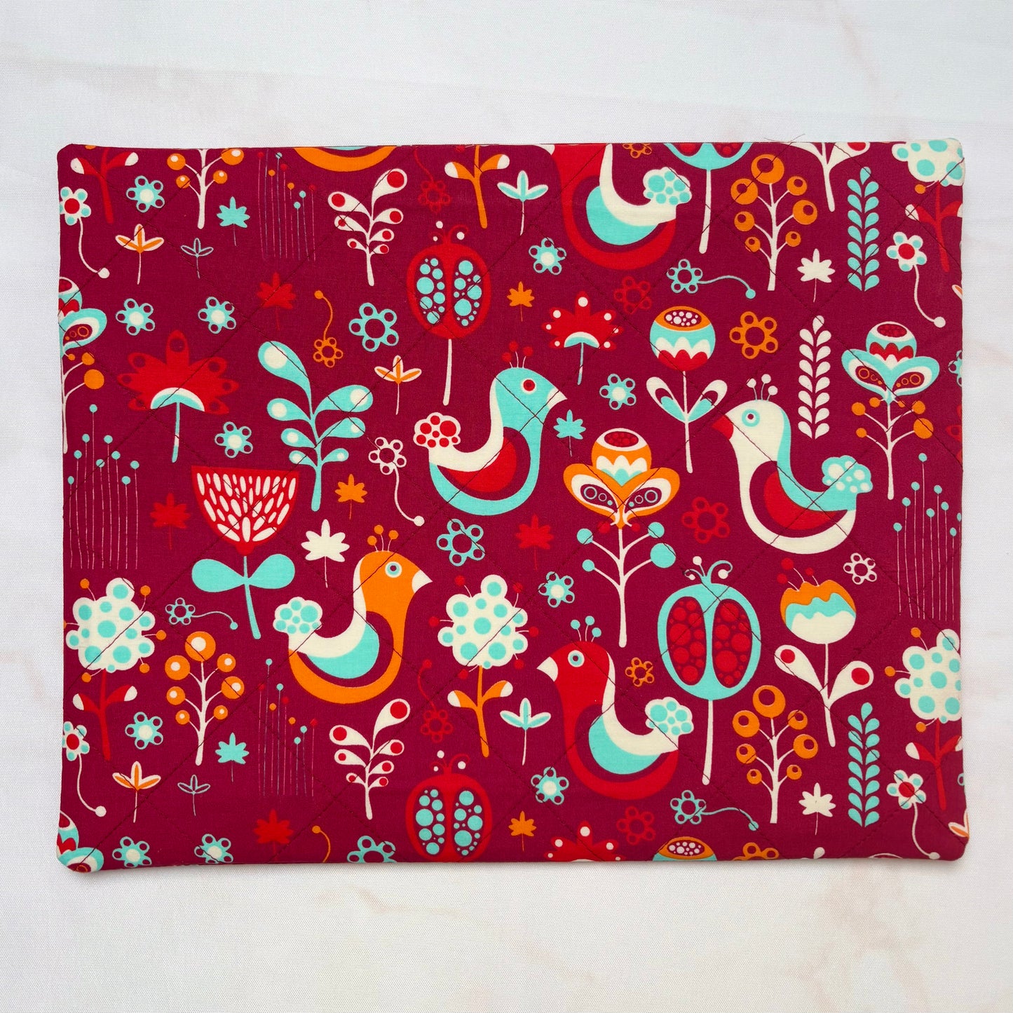 Folk Birds Project Bag- Size: 11'x14' (27.9cm x 35.6cm)