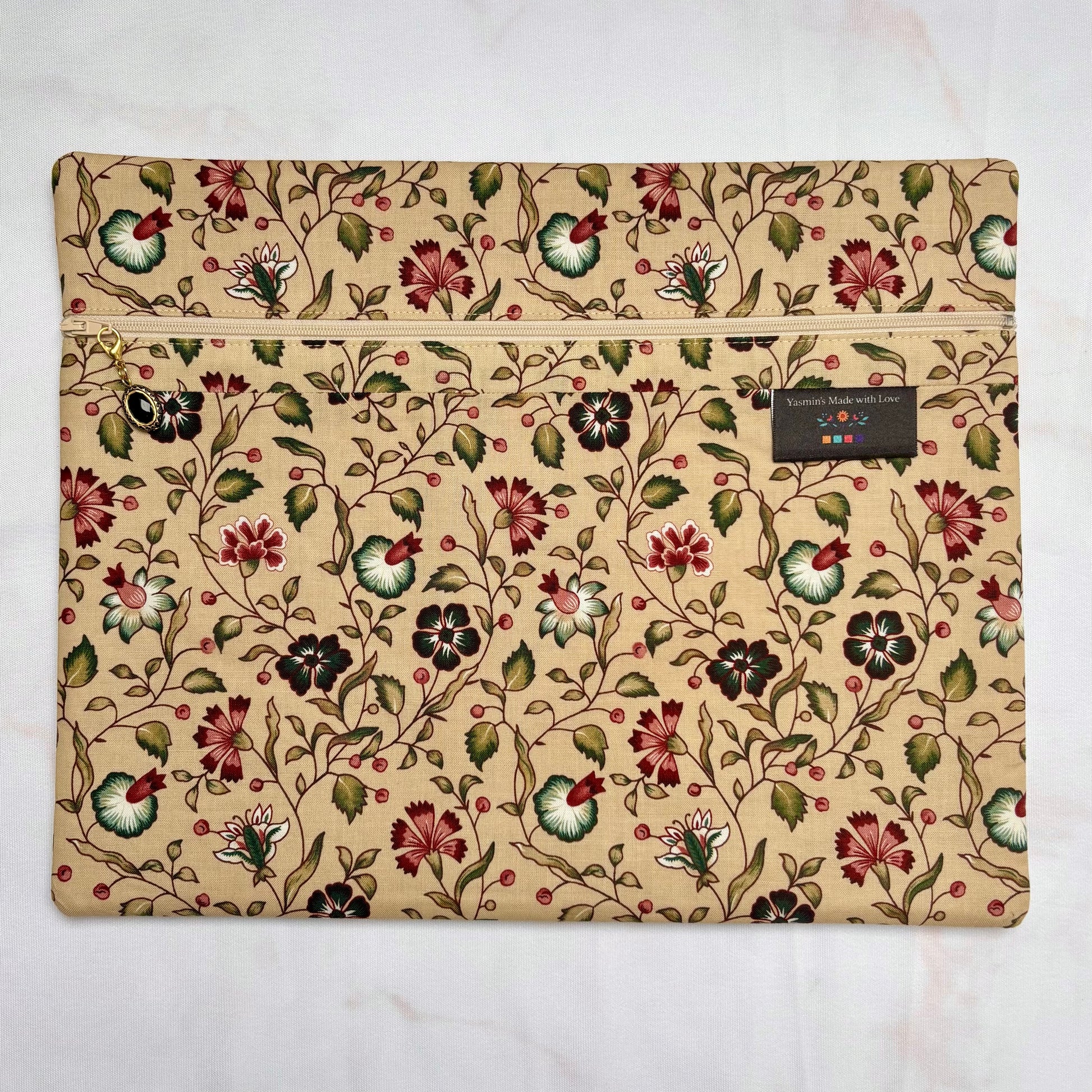 Dutch Heritage Pink & Blue Flowers Project Bag 11×14 quilting cotton craft organiser