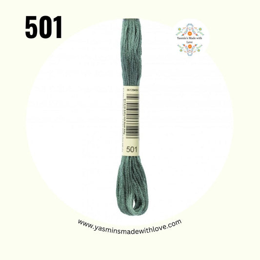 DMC 501 Blue Green Dark – Mouliné Standard Cotton Embroidery Floss