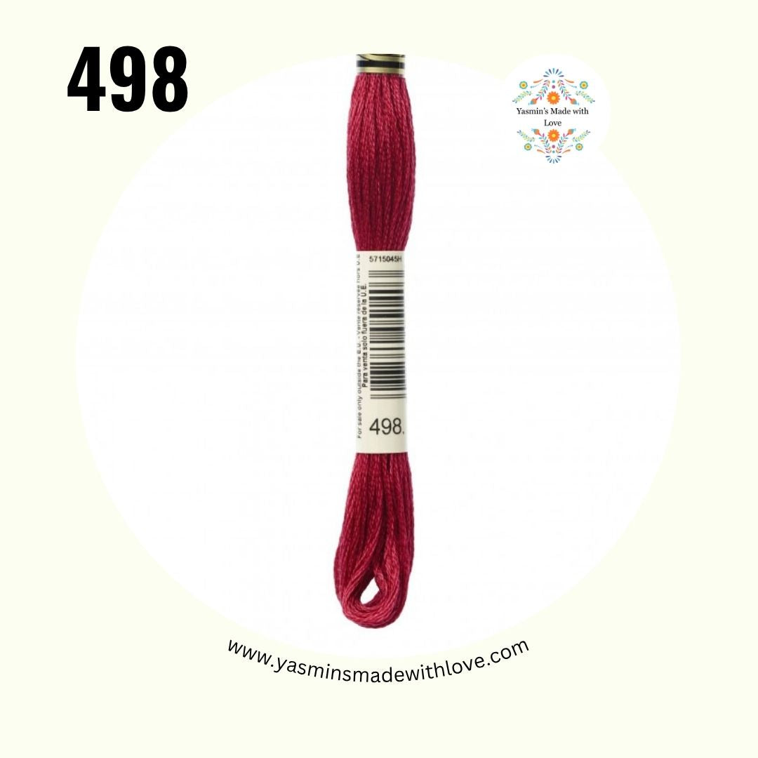 DMC 498 Red Dark – Mouliné Standard Cotton Embroidery Floss