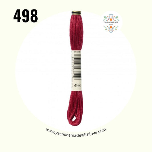 DMC 498 Red Dark – Mouliné Standard Cotton Embroidery Floss