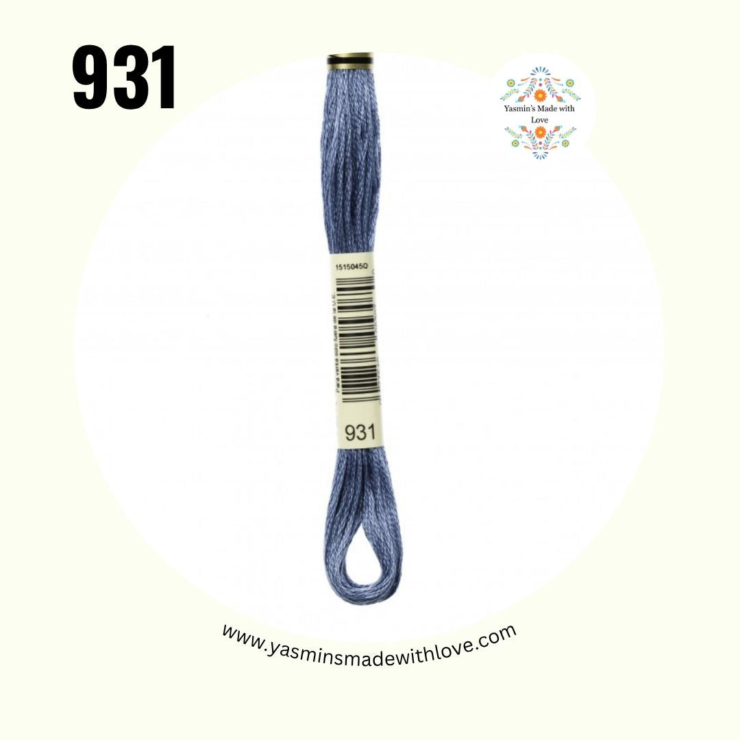 931 Antique Blue Medium – DMC Mouliné Standard Cotton