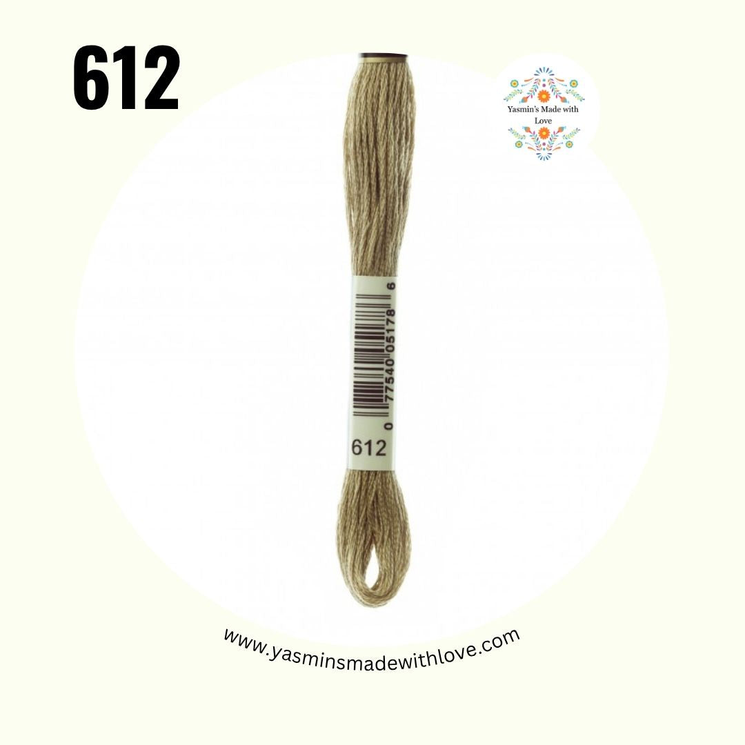 DMC 612 Drab Brown – Light Mouliné Standard Cotton Embroidery Floss