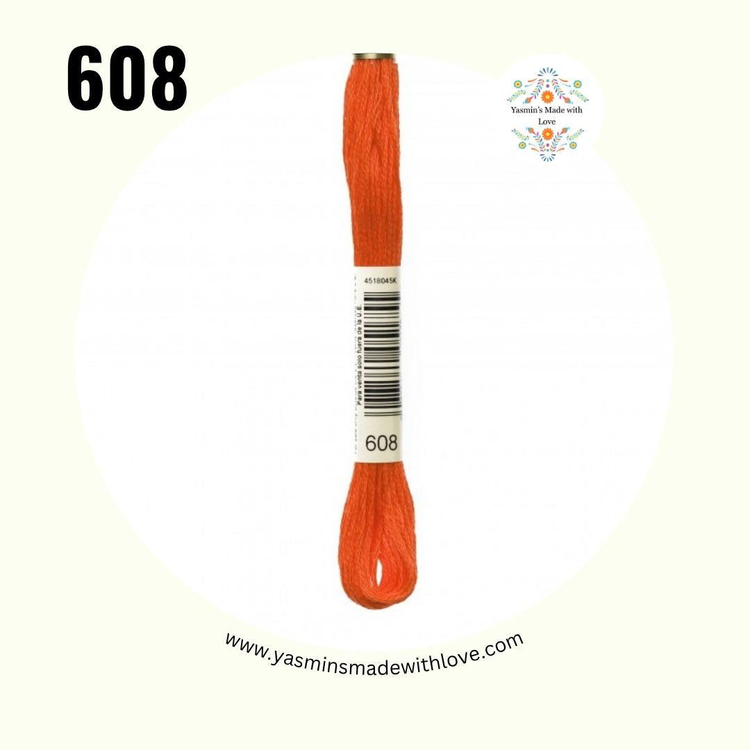 DMC 608 Orange – Bright Mouliné Standard Cotton Embroidery Floss