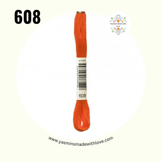 DMC 608 Orange – Bright Mouliné Standard Cotton Embroidery Floss