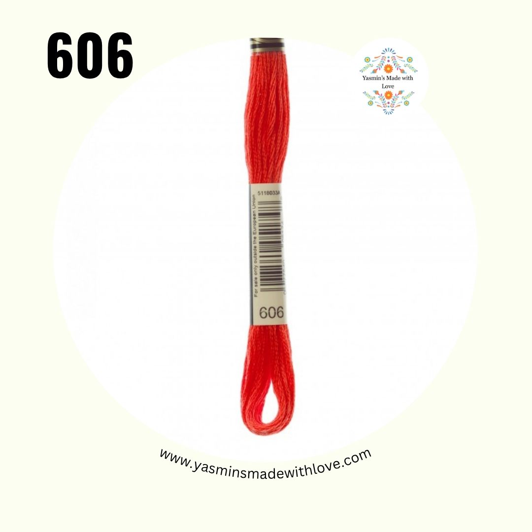 DMC 606 Orange-Red – Bright Mouliné Standard Cotton Embroidery Floss
