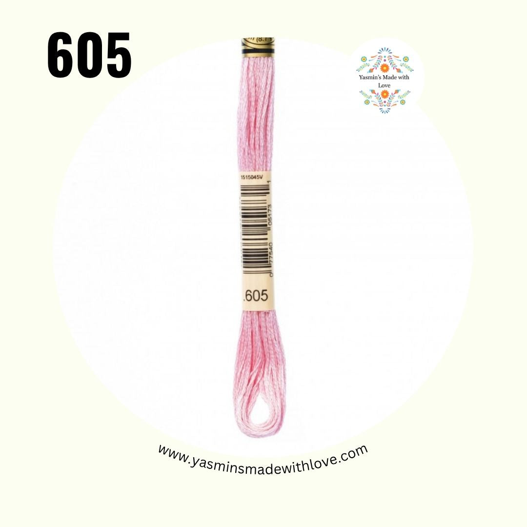 DMC 605 Cranberry – Very Light Mouliné Standard Cotton Embroidery Floss