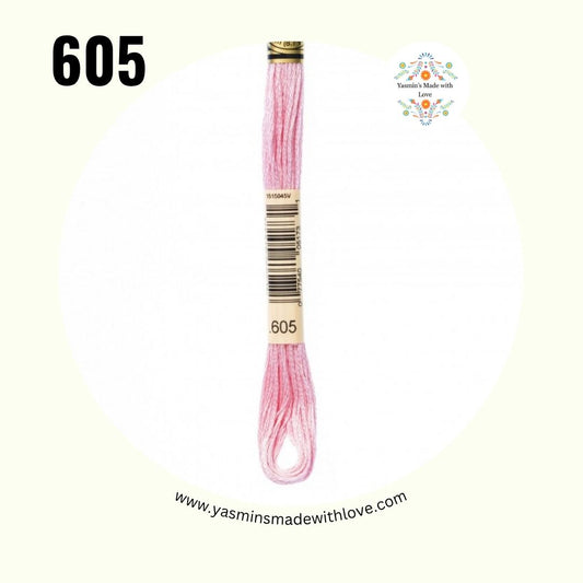 DMC 605 Cranberry – Very Light Mouliné Standard Cotton Embroidery Floss