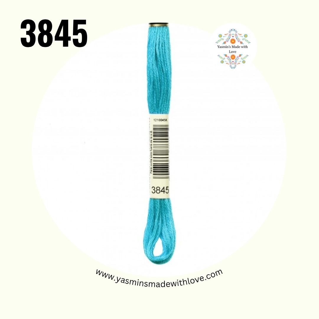 3845 Bright Turquoise Medium – DMC Mouliné Standard Cotton