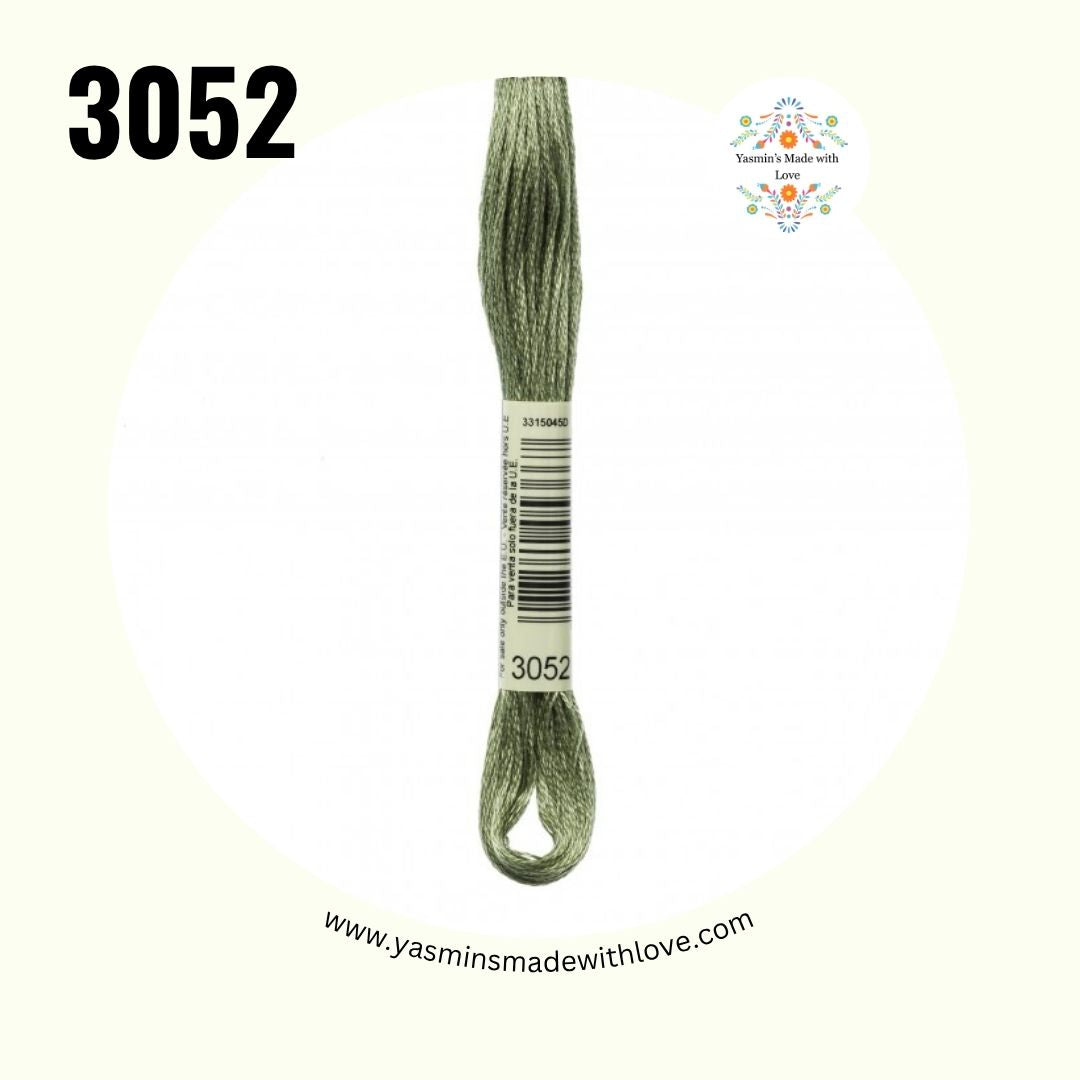 3052 Green Gray Medium – DMC Mouliné Standard Cotton