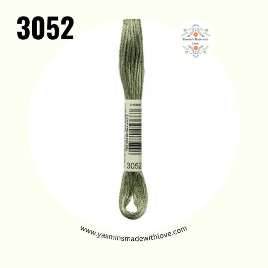 3052 Green Gray Medium – DMC Mouliné Standard Cotton