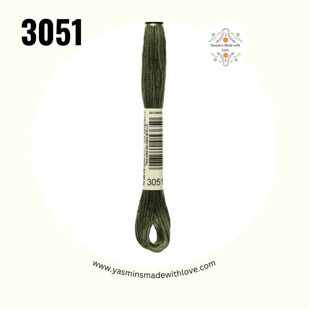 3051 Green Gray Dark – DMC Mouliné Standard Cotton
