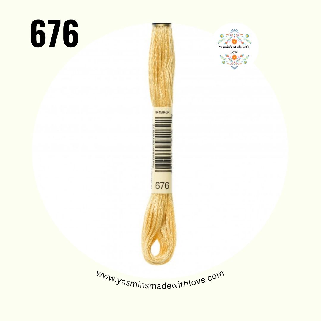 DMC 676 Old Gold – Light Mouliné Standard Cotton Embroidery Floss