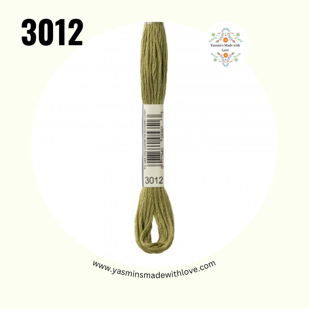 3012 Khaki Green Medium – DMC Mouliné Standard Cotton
