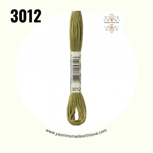 3012 Khaki Green Medium – DMC Mouliné Standard Cotton
