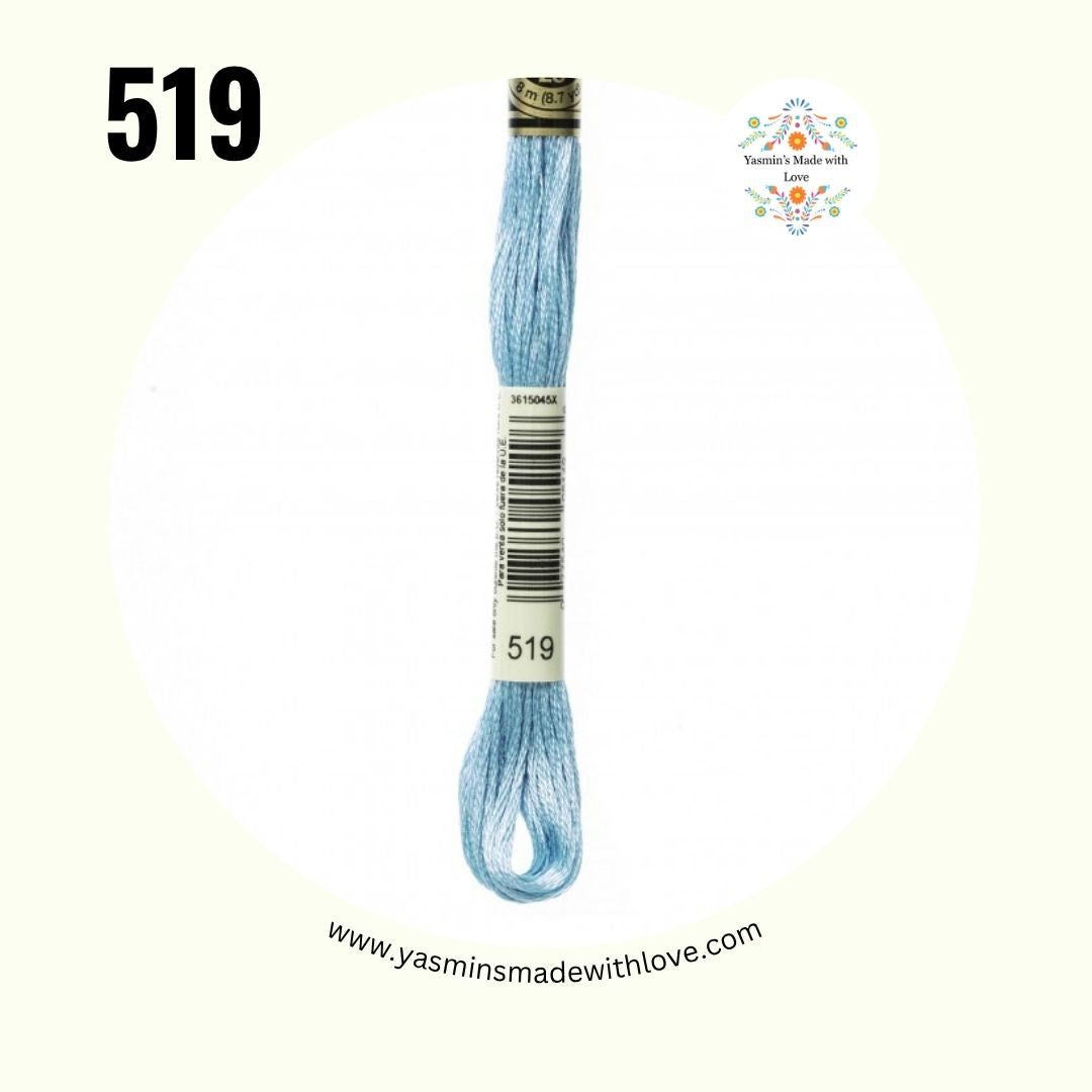 DMC 519 Sky Blue – Mouliné Standard Cotton Embroidery Floss