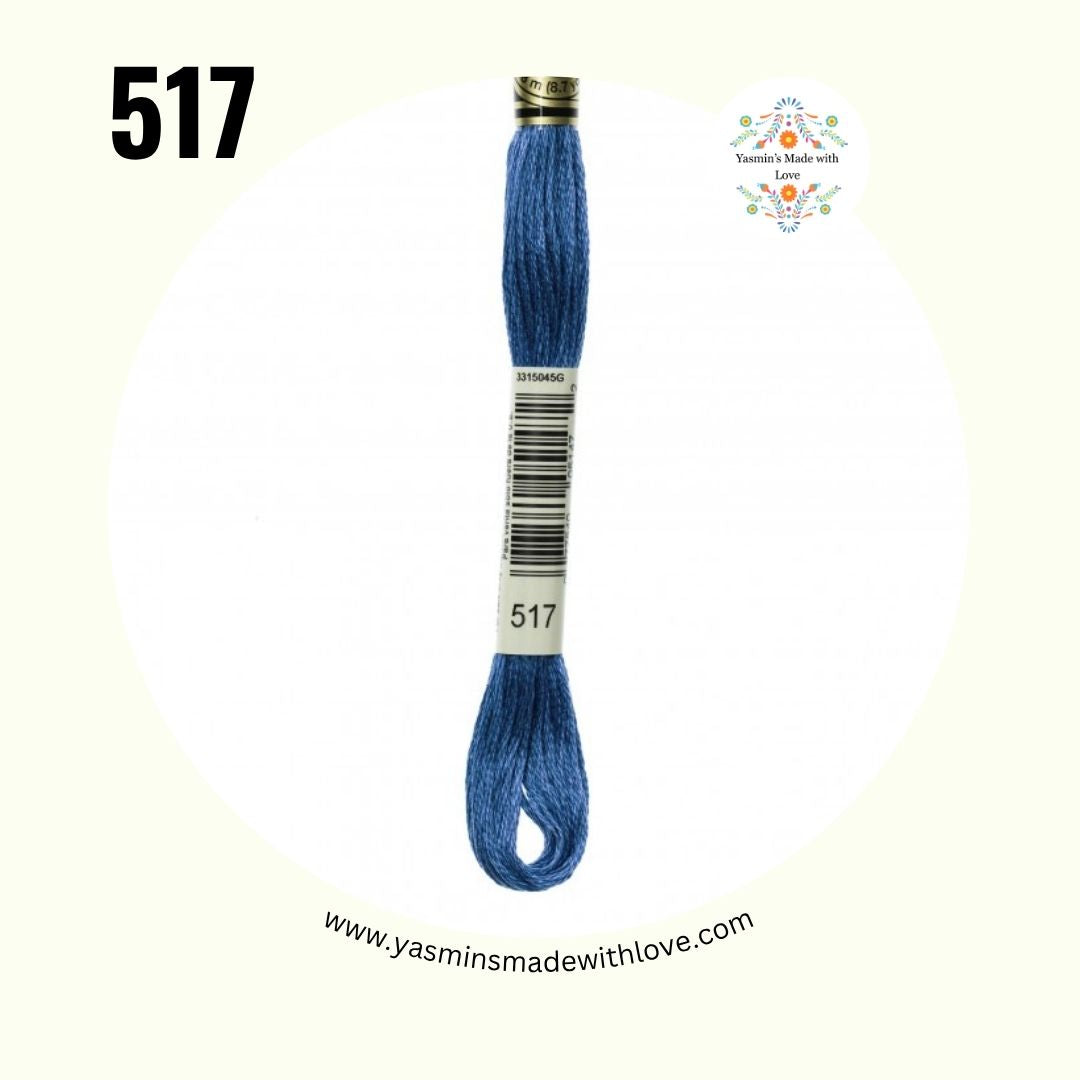 DMC 517 Wedgewood Dark – Mouliné Standard Cotton Embroidery Floss