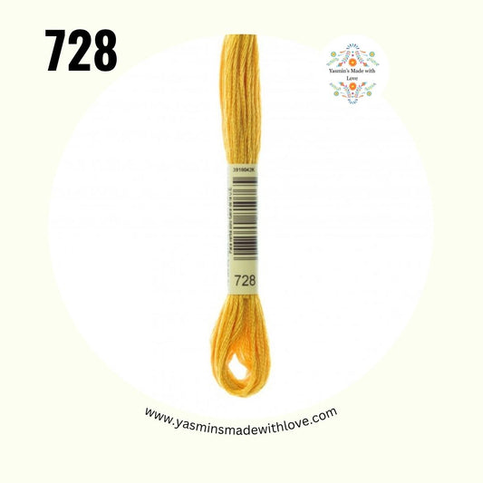 DMC 728 Golden Yellow – Mouliné Standard Cotton Embroidery Floss