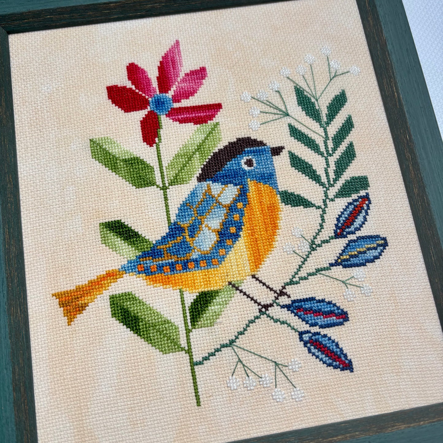 A Bird in the Field Cross-Stitch Pattern