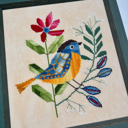 A Bird in the Field Cross-Stitch Pattern