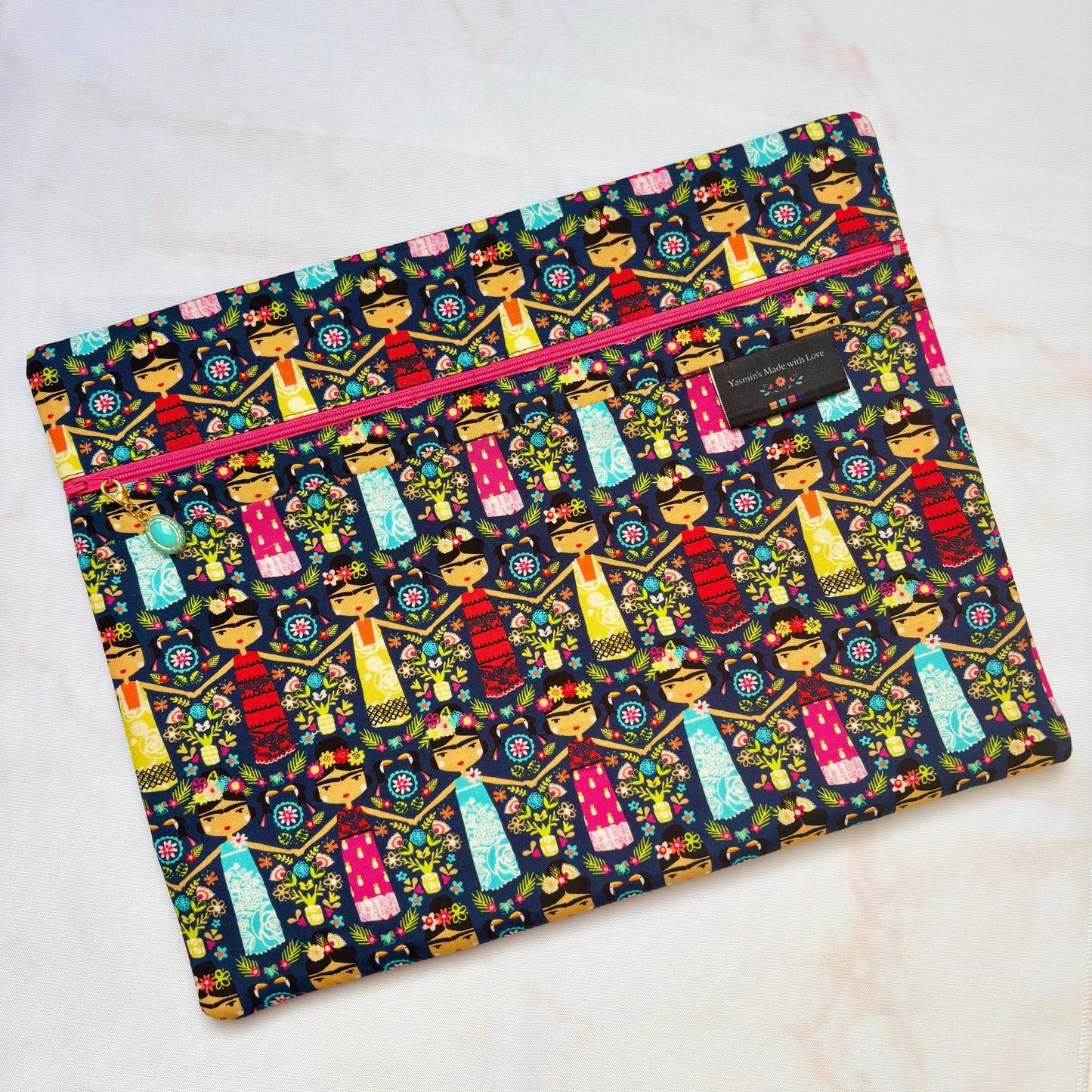 Frida Project Bag 11×14 quilting cotton craft organiser
