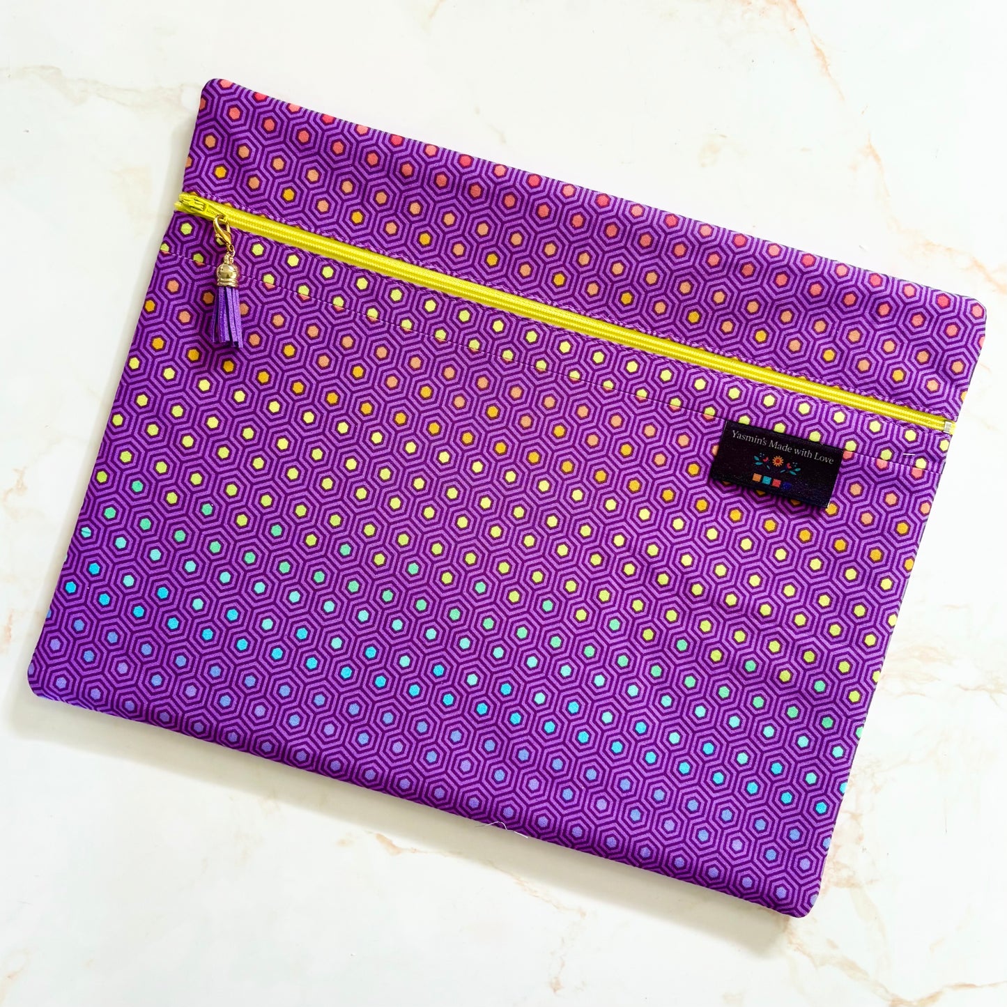 True Colors Hexagons Project Bag 11"×14" (27.9cm × 35.6cm)
