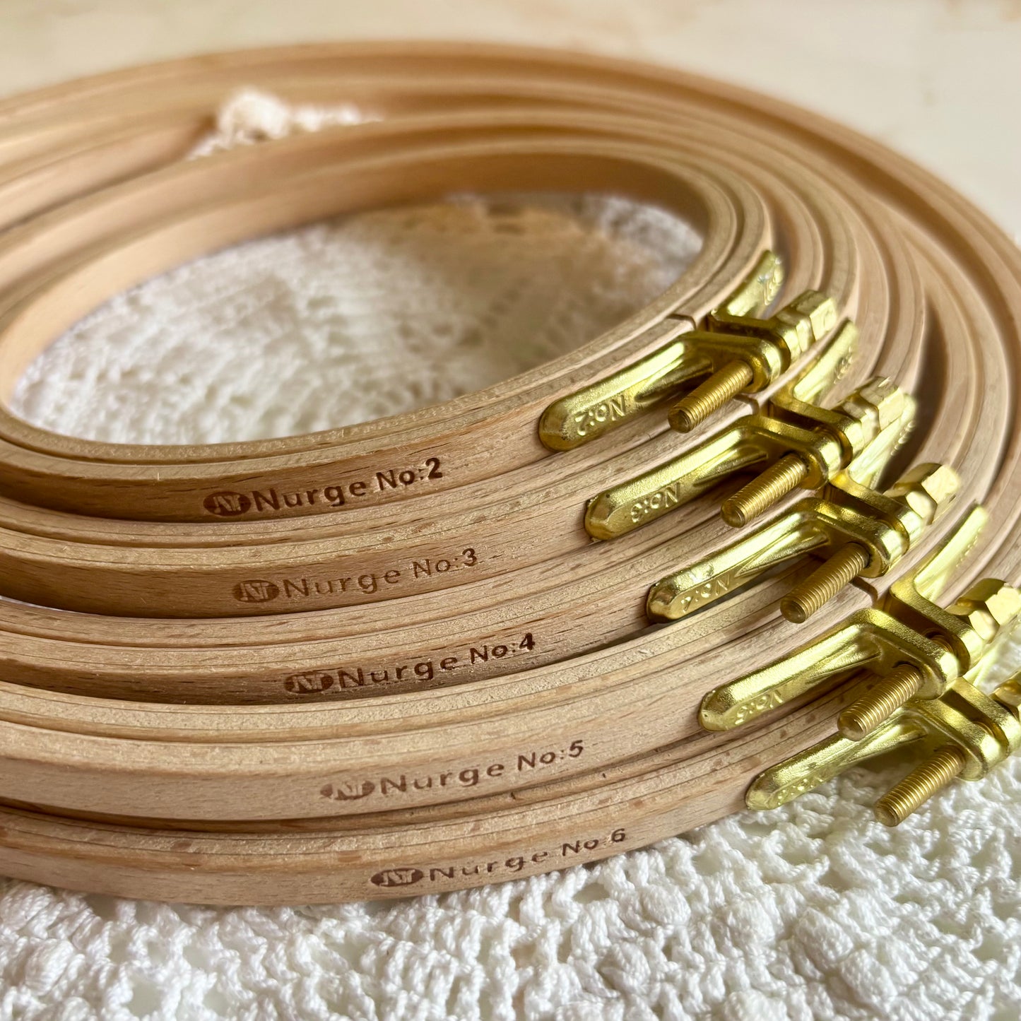 Nurge Beech Screwed Embroidery Hoops (Size 2-6)