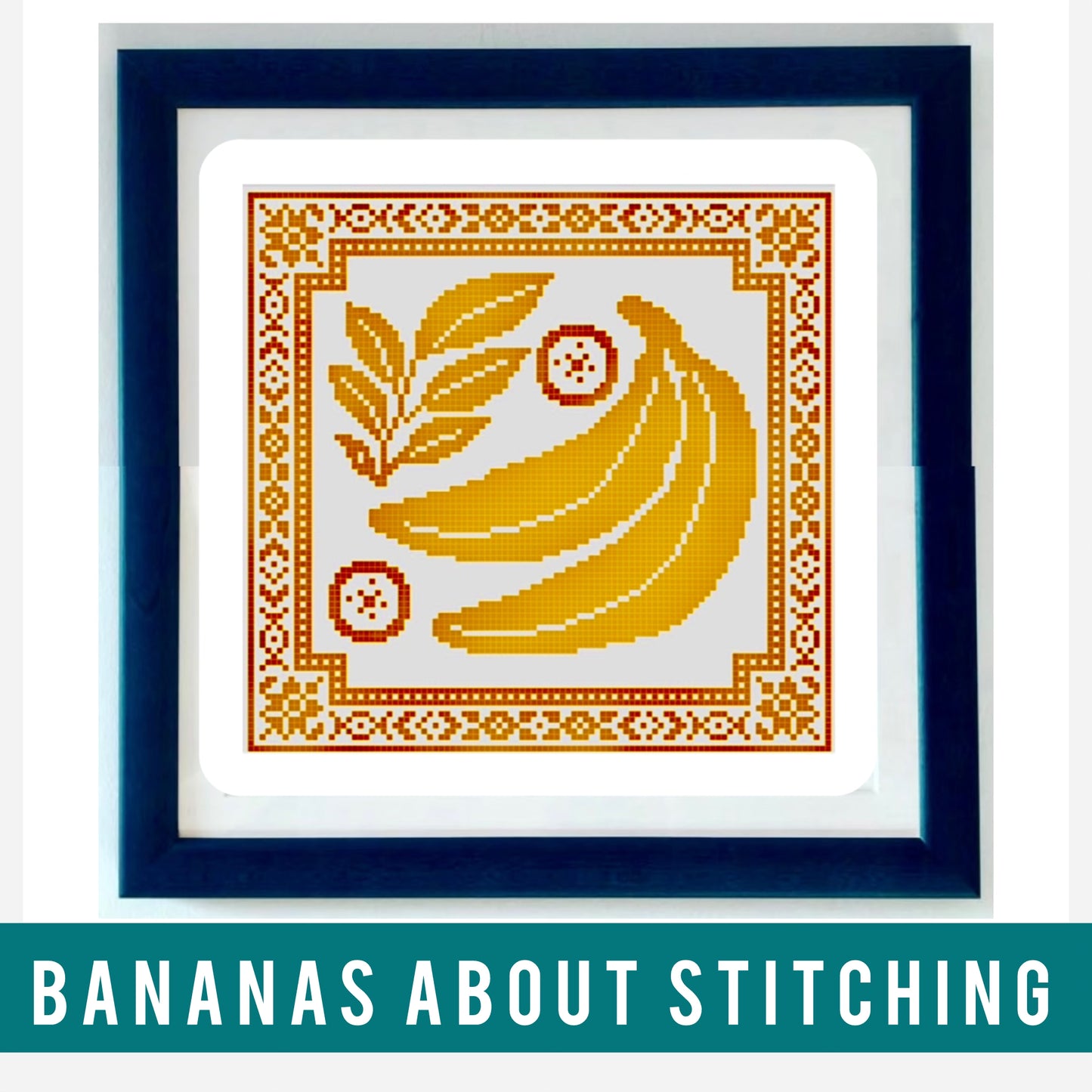 Banana About Stitching cross stitch chart with yellow bananas