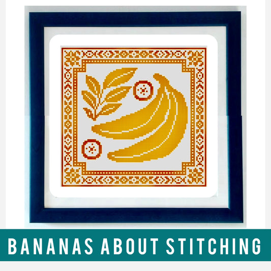 Banana About Stitching cross stitch chart with yellow bananas