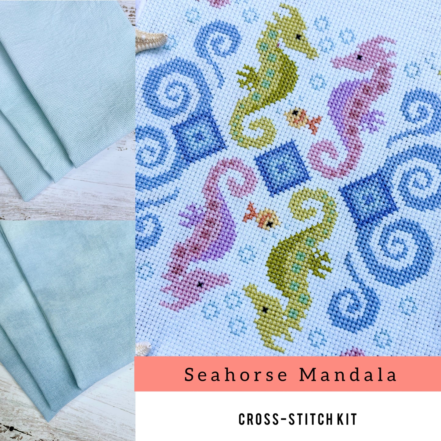 Seahorse Mandala Cross-stitch Kit