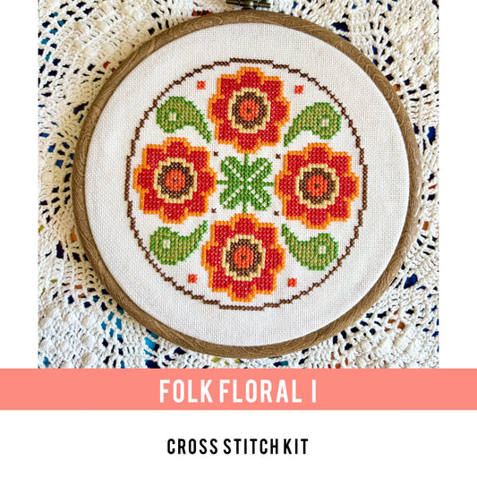 Folk Floral I Cross-stitch Kit